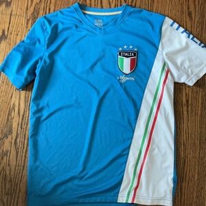 Italia Azzurri Soccer Tee - Blue with White Tricolor Panel